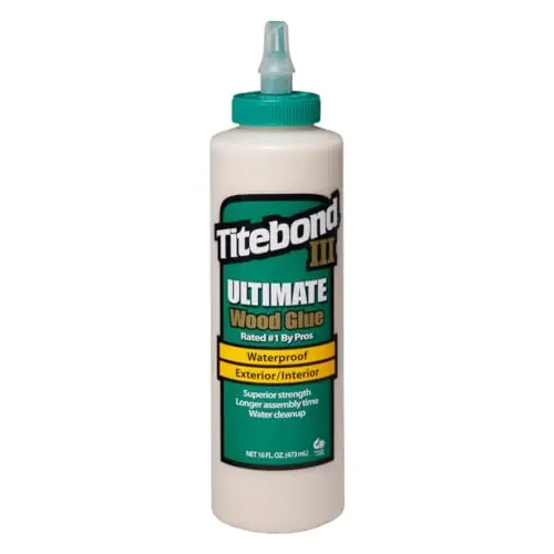Titebond III Ultimate Wood Glue bottle with tan liquid