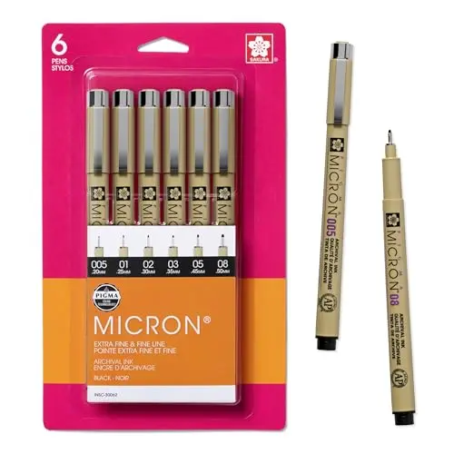SAKURA Pigma Micron fineliner pens in assorted sizes