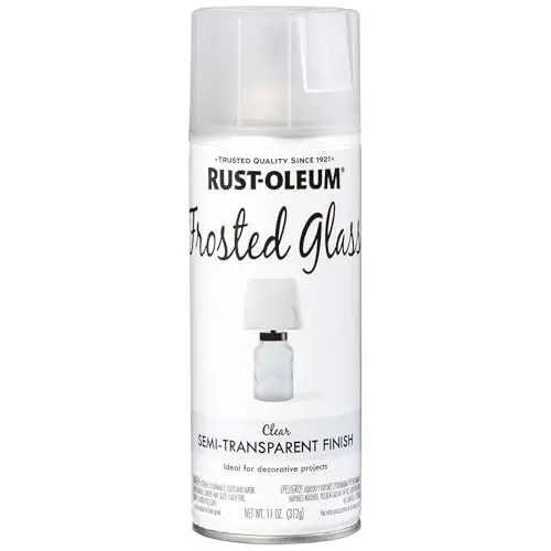 Rust-Oleum Frosted Glass Spray Paint can showing frosted finish effect