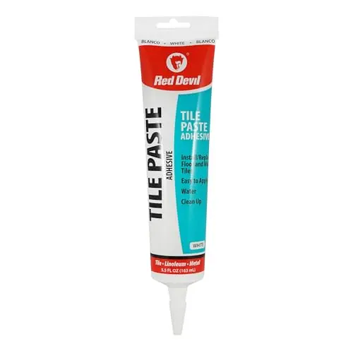 Red Devil tile paste adhesive in white tube