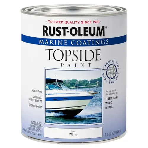 Rust-Oleum Marine Topside Enamel Paint can in gloss white