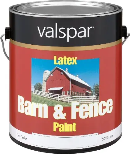 Valspar white exterior barn and fence paint in matte finish