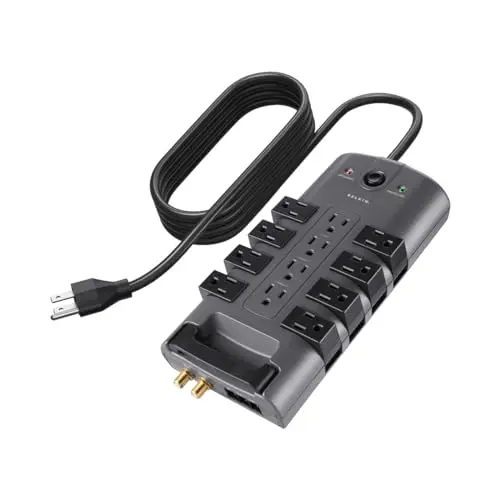 12-Outlet, 8ft Cord, 4320 Joules, Rotating Outlets