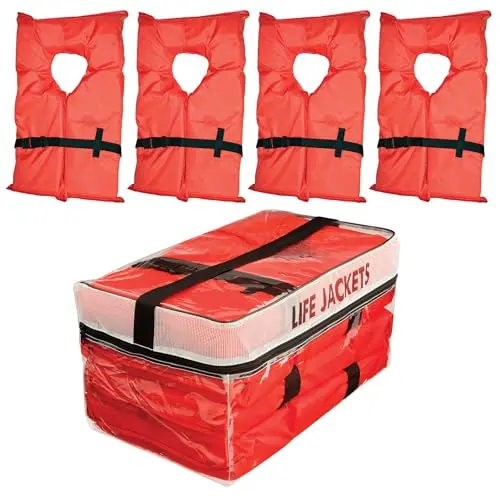 Type II, USCG-Approved Adult Vests (4-Pack, Orange)