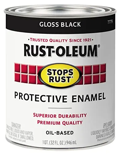 Rust-Oleum Stops Rust Brush On Paint can in gloss black