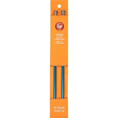 Boye aluminum straight knitting needles in blue, size US 10