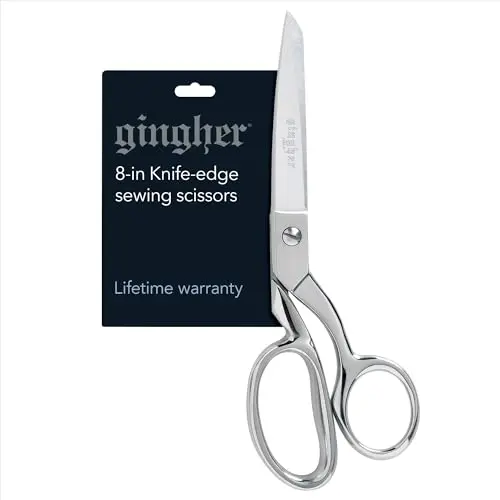 Gingher 8-inch dressmaker's scissors with polished stainless steel blades and bent handle