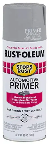 Rust-Oleum stops rust automotive primer spray can in flat light gray