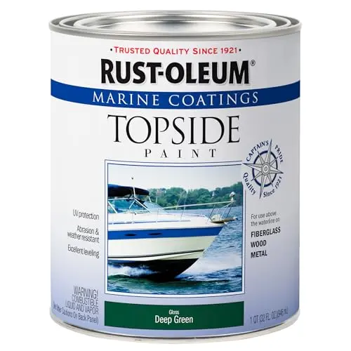 Rust-Oleum Marine Topside Paint can in deep green color