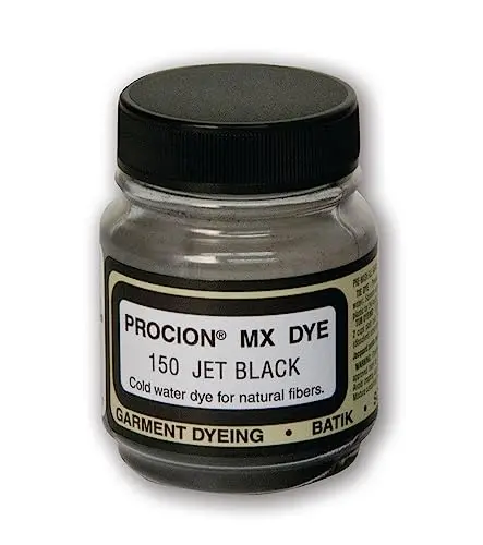 Jacquard Procion MX Tie Dye Powder in Jet Black packaging
