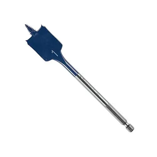 Bosch Daredevil spade drill bit with blue finish and hexagonal shank for wood drilling