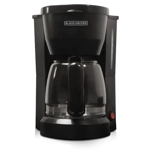 BLACK+DECKER 5-cup compact coffee maker in black