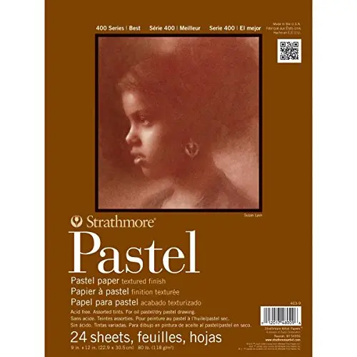 Strathmore 400 Series pastel paper pad showing textured multicolor sheets