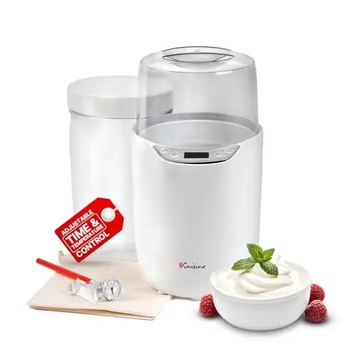 Euro Cuisine YM260 Yogurt Maker with digital display and large glass jar