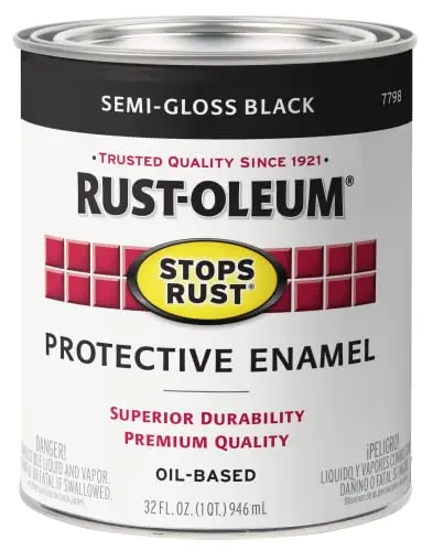 Rust-Oleum Semi-Gloss Black brush-on paint for metal surfaces