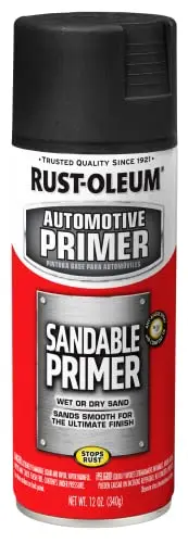 Rust-Oleum automotive sandable primer spray can in black