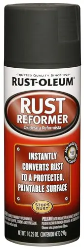 Rust-Oleum Stops Rust Reformer spray paint can in matte black