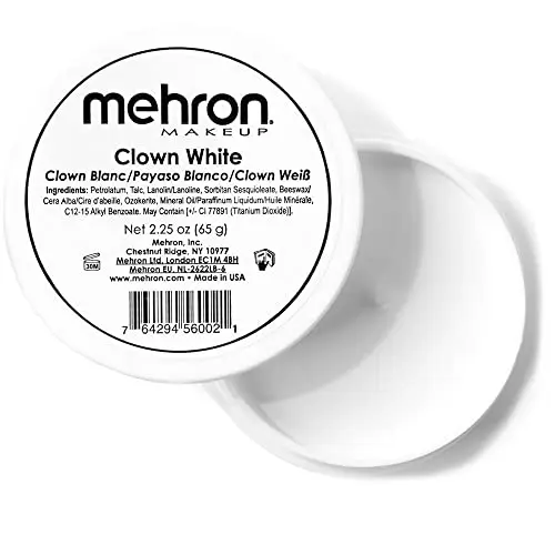 Mehron Clown White face paint cream in jar