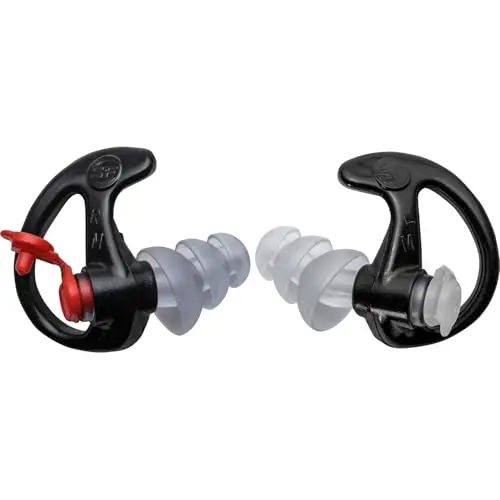 Triple-flanged filtered earplugs, 24 dB NRR