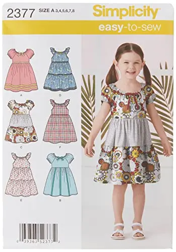 Simplicity learn to sew patterned girls dress sewing pattern