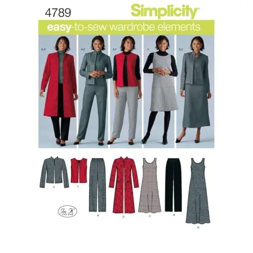 Simplicity plus size sewing pattern for pants, vest, jacket and jumper