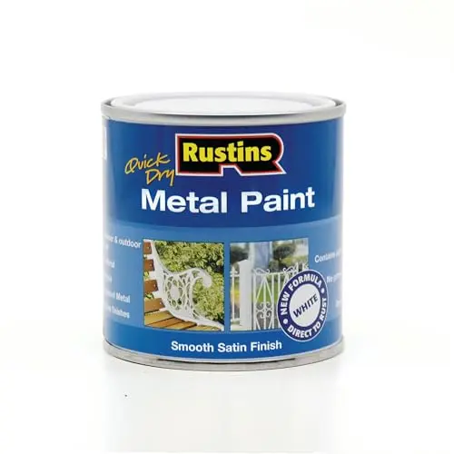 Rustins quick dry metal paint in white satin finish