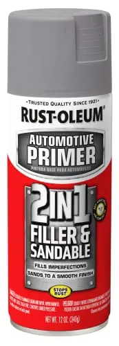 Rust-Oleum 2-in-1 filler and sandable primer spray can in gray