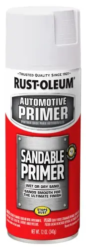 Rust-Oleum automotive sandable primer spray can in white