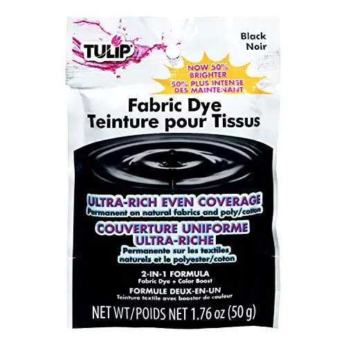 Tulip Permanent Fabric Dye Powder packet in black color