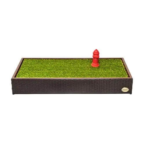 PORCH POTTY artificial grass potty with resin wicker on patio