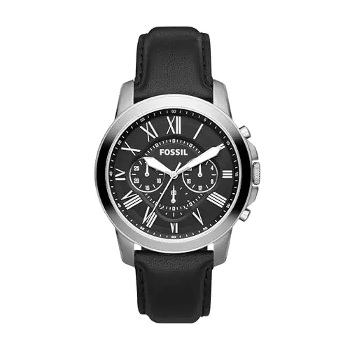 Classic Silver/Black Leather Watch