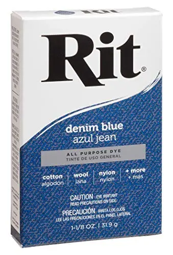 Rit All-Purpose Powder Dye in Denim Blue packaging