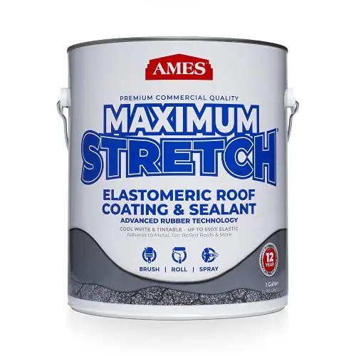 AMES Maximum Stretch white roof coating in gallon container