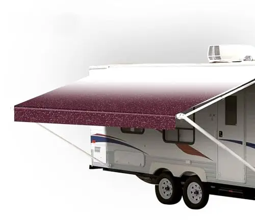 SunWave RV awning fabric in burgundy fade color
