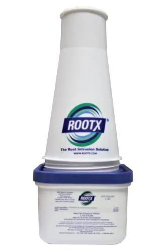 ROOTX foaming root killer jar with funnel applicator for sewer lines