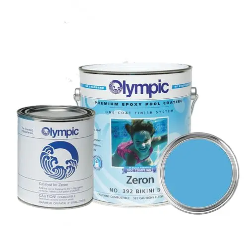 Olympic Zeron two-part epoxy pool paint in Bikini Blue color