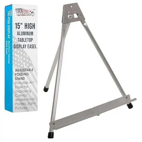 U.S. Art Supply basic aluminum tabletop easel in folded position