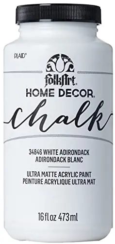 FolkArt Home Decor Chalk Paint in White Adirondack showing rich pigmentation on wood surface
