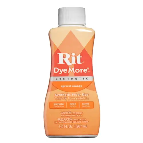 Rit DyeMore Liquid Dye bottle in Apricot Orange color for synthetic fabrics