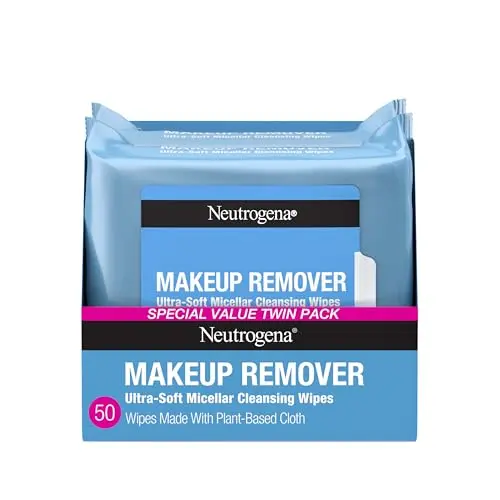 Neutrogena makeup remover wipes package showing soft cloth towelettes