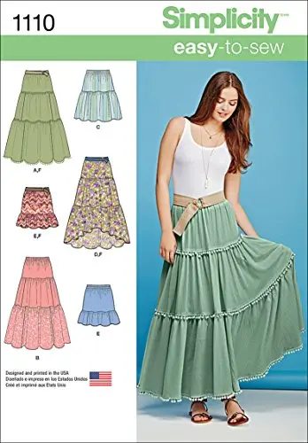 Simplicity tiered skirt sewing pattern with multiple style options