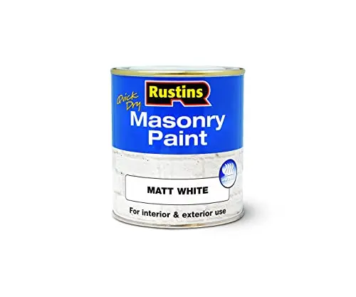 Rustins white masonry paint in small container