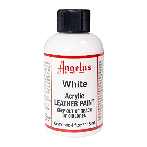 Angelus white acrylic leather paint bottle