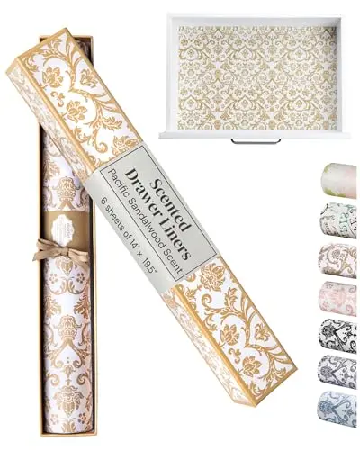 Elodie Essentials scented drawer liners with damask pattern in gift box