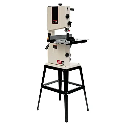 JET 10-inch woodworking bandsaw with steel stand