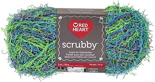 Red Heart Scrubby yarn in Capri color for dishcloths