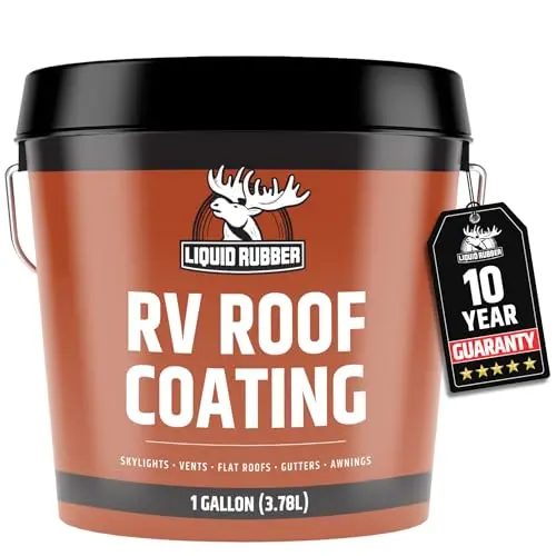 Liquid Rubber RV roof sealant on aluminum camper roof