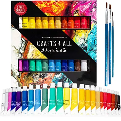 Crafts 4 All 24 colors acrylic paint set with brushes for ceramic crafts