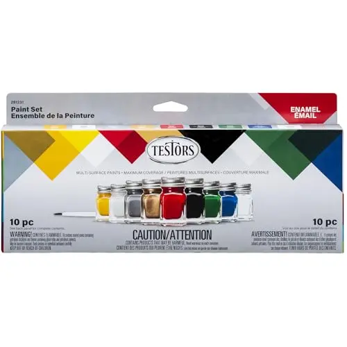 Testors enamel paint set with 9 colors and thinner