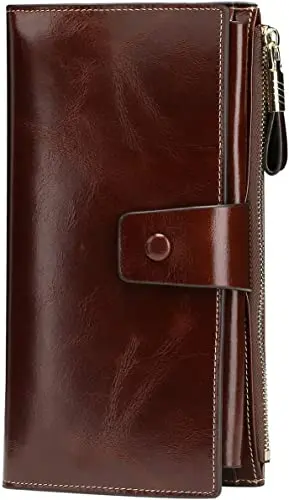 RFID Blocking Large Capacity Clutch - Coffee